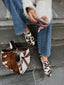 SAC MEDIUM COWHIDE - WHITE BROWN