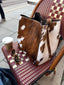 SAC MEDIUM COWHIDE - WHITE BROWN