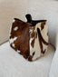 SAC MEDIUM COWHIDE - WHITE BROWN